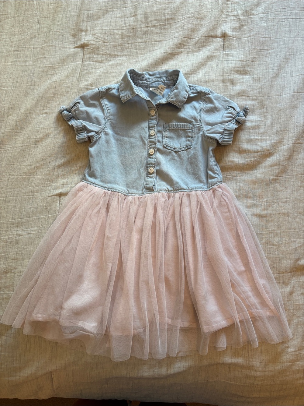 OshKosh B'gosh Light Denim Top with Soft Pink Tulle Skirt Dress Girls 4T